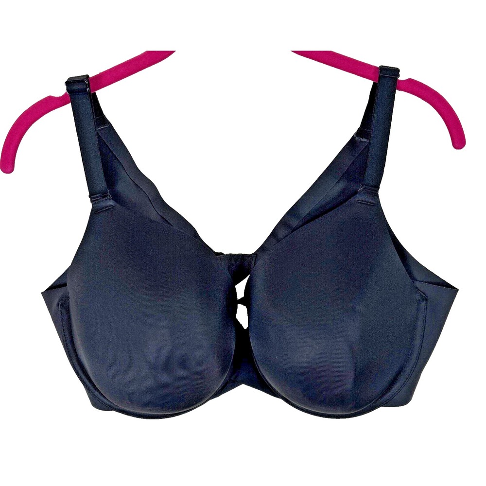 Cacique Bra Lightly Lined Full Coverage Sz 42D Black Underwire